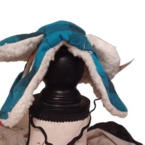 Pet Hat Plaid Blue Black Cream Fur